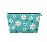 Mexpekil Borsa per il trucco impermeabile per cosmetici, piccola custodia per trucco, accessori da viaggio portatili, regali per donne, uomini e ragazze, Fiori verde acqua, One Size