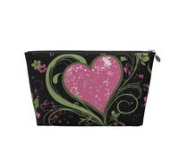 Mexpekil Borsa per il trucco impermeabile per cosmetici, piccola custodia per trucco, accessori da viaggio portatili, regali per donne, uomini e ragazze, Cuore Rosa Ramo Verde, One Size