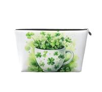 Mexpekil Borsa per il trucco impermeabile per cosmetici, piccola custodia per trucco, accessori da viaggio portatili, regali per donne, uomini e ragazze, Coppa Verde Quattro Foglie, One Size