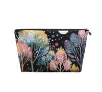 Mexpekil Borsa per il trucco impermeabile per cosmetici, piccola custodia per trucco, accessori da viaggio portatili, regali per donne, uomini e ragazze, Foresta Scena Moonlight Art, One Size