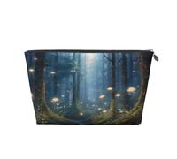 Mexpekil Borsa per il trucco impermeabile per cosmetici, piccola custodia per trucco, accessori da viaggio portatili, regali per donne, uomini e ragazze, Fiume della foresta d'arte, One Size