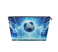 Mexpekil Borsa per il trucco impermeabile per cosmetici, piccola custodia per trucco, accessori da viaggio portatili, regali per donne, uomini e ragazze, Calcio Fulmine, One Size