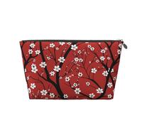 Mexpekil Borsa per il trucco impermeabile per cosmetici, piccola custodia per trucco, accessori da viaggio portatili, regali per donne, uomini e ragazze, Fiore di ciliegio rosso., One Size