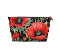 Mexpekil Borsa per il trucco impermeabile per cosmetici, piccola custodia per trucco, accessori da viaggio portatili, regali per donne, uomini e ragazze, Rosso papavero, fiore floreale, One Size