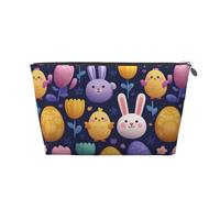 Mexpekil Borsa per il trucco impermeabile per cosmetici, piccola custodia per trucco, accessori da viaggio portatili, regali per donne, uomini e ragazze, Cartone animato coniglietti pasquali pulcini