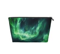 Mexpekil Borsa per il trucco impermeabile per cosmetici, piccola custodia per trucco, accessori da viaggio portatili, regali per donne, uomini e ragazze, Astratto Cielo Verde, One Size