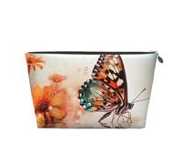 Mexpekil Borsa per il trucco impermeabile per cosmetici, piccola custodia per trucco, accessori da viaggio portatili, regali per donne, uomini e ragazze, Acqua Fiori Farfalla, One Size
