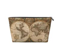 Mexpekil Borsa per il trucco impermeabile per cosmetici, piccola custodia per trucco, accessori da viaggio portatili, regali per donne, uomini e ragazze, Mappa d'oro del mondo, One Size