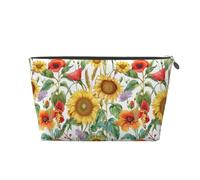 Mexpekil Borsa per il trucco impermeabile per cosmetici, piccola custodia per trucco, accessori da viaggio portatili, regali per donne, uomini e ragazze, Motivo papavero girasole, One Size