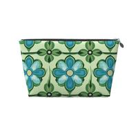 Mexpekil Borsa per il trucco impermeabile per cosmetici, piccola custodia per trucco, accessori da viaggio portatili, regali per donne, uomini e ragazze, Boho floreale verde acqua, One Size