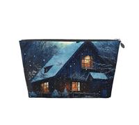 Mexpekil Borsa per il trucco impermeabile per cosmetici, piccola custodia per trucco, accessori da viaggio portatili, regali per donne, uomini e ragazze, Villaggio d'Inverno, One Size