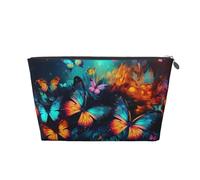 Mexpekil Borsa per il trucco impermeabile per cosmetici, piccola custodia per trucco, accessori da viaggio portatili, regali per donne, uomini e ragazze, Neon Butterfly Art, One Size