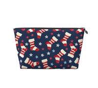 Mexpekil Borsa per il trucco impermeabile per cosmetici, piccola custodia per trucco, accessori da viaggio portatili, regali per donne, uomini e ragazze, Fantasia Calzini Stelle, One Size