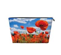 Mexpekil Borsa per il trucco impermeabile per cosmetici, piccola custodia per trucco, accessori da viaggio portatili, regali per donne, uomini e ragazze, Papavero rosso floreale, One Size