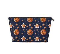 Mexpekil Borsa per il trucco impermeabile per cosmetici, piccola custodia per trucco, accessori da viaggio portatili, regali per donne, uomini e ragazze, Palloni da basket e stelle, One Size