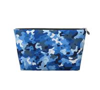 Mexpekil Borsa per il trucco impermeabile per cosmetici, piccola custodia per trucco, accessori da viaggio portatili, regali per donne, uomini e ragazze, Art Blue Camouflage, One Size