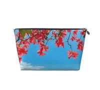 Mexpekil Borsa per il trucco impermeabile per cosmetici, piccola custodia per trucco, accessori da viaggio portatili, regali per donne, uomini e ragazze, Fiore Rosso Mare Estate, One Size