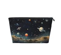 Mexpekil Borsa per il trucco impermeabile per cosmetici, piccola custodia per trucco, accessori da viaggio portatili, regali per donne, uomini e ragazze, Pianeta dell'universo del cielo stellato, One