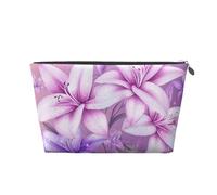 Mexpekil Borsa per il trucco impermeabile per cosmetici, piccola custodia per trucco, accessori da viaggio portatili, regali per donne, uomini e ragazze, Fiori Glitter Viola Rosa, One Size