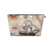 Mexpekil Borsa per il trucco impermeabile per cosmetici, piccola custodia per trucco, accessori da viaggio portatili, regali per donne, uomini e ragazze, Bussole nautiche per navi, One Size