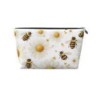 Mexpekil Borsa per il trucco impermeabile per cosmetici, piccola custodia per trucco, accessori da viaggio portatili, regali per donne, uomini e ragazze, Margherite Bianche Api, One Size
