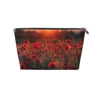 Mexpekil Borsa per il trucco impermeabile per cosmetici, piccola custodia per trucco, accessori da viaggio portatili, regali per donne, uomini e ragazze, Fiore Rosso Campo Papaveri, One Size