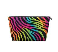 Mexpekil Borsa per il trucco impermeabile per cosmetici, piccola custodia per trucco, accessori da viaggio portatili, regali per donne, uomini e ragazze, Stampa Zebra fluo, One Size