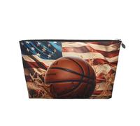 Mexpekil Borsa per il trucco impermeabile per cosmetici, piccola custodia per trucco, accessori da viaggio portatili, regali per donne, uomini e ragazze, Bandiera USA Basket, One Size