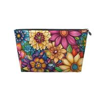 Mexpekil Borsa per il trucco impermeabile per cosmetici, piccola custodia per trucco, accessori da viaggio portatili, regali per donne, uomini e ragazze, Mandala floreale brillante, One Size