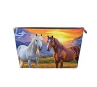 Mexpekil Borsa per il trucco impermeabile per cosmetici, piccola custodia per trucco, accessori da viaggio portatili, regali per donne, uomini e ragazze, Montagne Fiori Cavallo, One Size