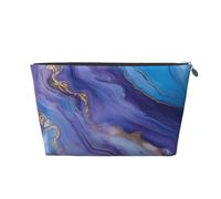 Mexpekil Borsa per il trucco impermeabile per cosmetici, piccola custodia per trucco, accessori da viaggio portatili, regali per donne, uomini e ragazze, Viola Blu Marmo Fantasia, One Size