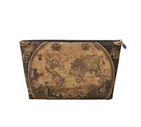 Mexpekil Borsa per il trucco impermeabile per cosmetici, piccola custodia per trucco, accessori da viaggio portatili, regali per donne, uomini e ragazze, Mappa del Mondo, One Size