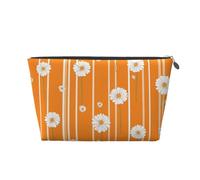 Mexpekil Borsa per il trucco impermeabile per cosmetici, piccola custodia per trucco, accessori da viaggio portatili, regali per donne, uomini e ragazze, Margherite a righe arancioni, One Size