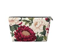 Mexpekil Borsa per il trucco impermeabile per cosmetici, piccola custodia per trucco, accessori da viaggio portatili, regali per donne, uomini e ragazze, Fiori grandi rossi e bianchi, One Size