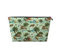 Mexpekil Borsa per il trucco impermeabile per cosmetici, piccola custodia per trucco, accessori da viaggio portatili, regali per donne, uomini e ragazze, Tartarughe Albero Isola, One Size