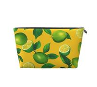 Mexpekil Borsa per il trucco impermeabile per cosmetici, piccola custodia per trucco, accessori da viaggio portatili, regali per donne, uomini e ragazze, Ramo di limone giallo verde, One Size
