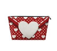 Mexpekil Borsa per il trucco impermeabile per cosmetici, piccola custodia per trucco, accessori da viaggio portatili, regali per donne, uomini e ragazze, Busta d'amore a pois rossi, One Size