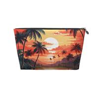 Mexpekil Borsa per il trucco impermeabile per cosmetici, piccola custodia per trucco, accessori da viaggio portatili, regali per donne, uomini e ragazze, Palme del fiume al tramonto, One Size