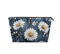 Mexpekil Borsa per il trucco impermeabile per cosmetici, piccola custodia per trucco, accessori da viaggio portatili, regali per donne, uomini e ragazze, Margherita Blu Art, One Size