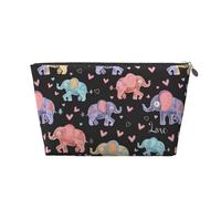 Mexpekil Borsa per il trucco impermeabile per cosmetici, piccola custodia per trucco, accessori da viaggio portatili, regali per donne, uomini e ragazze, Elefante colorato Love, One Size