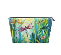Mexpekil Borsa per il trucco impermeabile per cosmetici, piccola custodia per trucco, accessori da viaggio portatili, regali per donne, uomini e ragazze, Pianta di libellule, One Size
