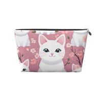 Mexpekil Borsa per il trucco impermeabile per cosmetici, piccola custodia per trucco, accessori da viaggio portatili, regali per donne, uomini e ragazze, Gatti Cherry Blossom, One Size