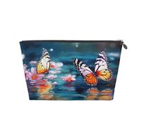 Mexpekil Borsa per il trucco impermeabile per cosmetici, piccola custodia per trucco, accessori da viaggio portatili, regali per donne, uomini e ragazze, Fiori Farfalla Acqua, One Size