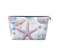 Mexpekil Borsa per il trucco impermeabile per cosmetici, piccola custodia per trucco, accessori da viaggio portatili, regali per donne, uomini e ragazze, Conchiglie di stelle marine alghe, One Size