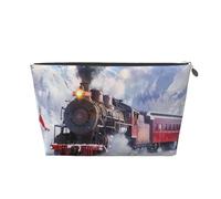 Mexpekil Borsa per il trucco impermeabile per cosmetici, piccola custodia per trucco, accessori da viaggio portatili, regali per donne, uomini e ragazze, Treno Montagne, One Size