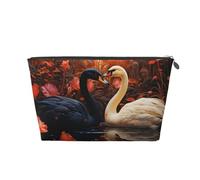 Mexpekil Borsa per il trucco impermeabile per cosmetici, piccola custodia per trucco, accessori da viaggio portatili, regali per donne, uomini e ragazze, Nero Bianco Cigno Fiore, One Size