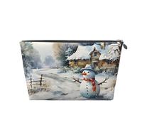 Mexpekil Borsa per il trucco impermeabile per cosmetici, piccola custodia per trucco, accessori da viaggio portatili, regali per donne, uomini e ragazze, Pupazzo di neve Villaggio invernale, One Size