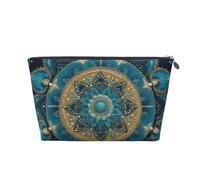 Mexpekil Borsa per il trucco impermeabile per cosmetici, piccola custodia per trucco, accessori da viaggio portatili, regali per donne, uomini e ragazze, Mandala Floreale Teal Lotus, One Size