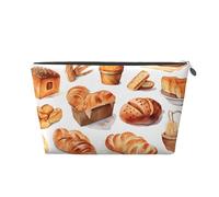 Mexpekil Borsa per il trucco impermeabile per cosmetici, piccola custodia per trucco, accessori da viaggio portatili, regali per donne, uomini e ragazze, Modello di cibo per pane, One Size