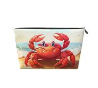 Mexpekil Borsa per il trucco impermeabile per cosmetici, piccola custodia per trucco, accessori da viaggio portatili, regali per donne, uomini e ragazze, Granchio Spiaggia, One Size